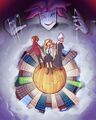 Venam depicted on the V9/Chapter 11 cover art, alongside Kanon, Melia and the Puppet Master.